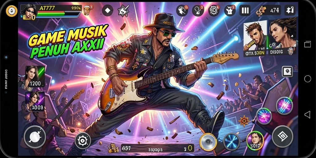 Screenshot gameplay AT777 yang menampilkan suasana bermain musik yang seru.