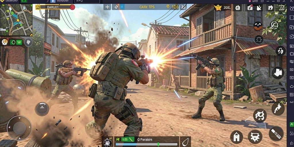 Screenshot menampilkan aksi intens dalam permainan TPS BARU01.