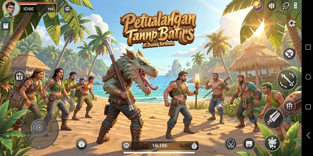 Screenshot utama ID66 menampilkan aksi gameplay dalam dunia luas yang terbuka.