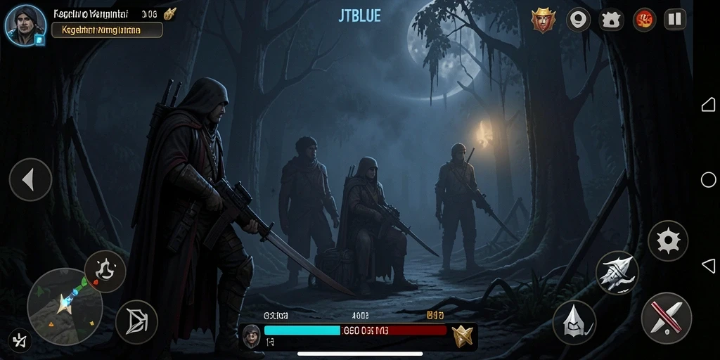 Screenshot gameplay JTBLUE yang menampilkan suasana Horror yang mencekam.