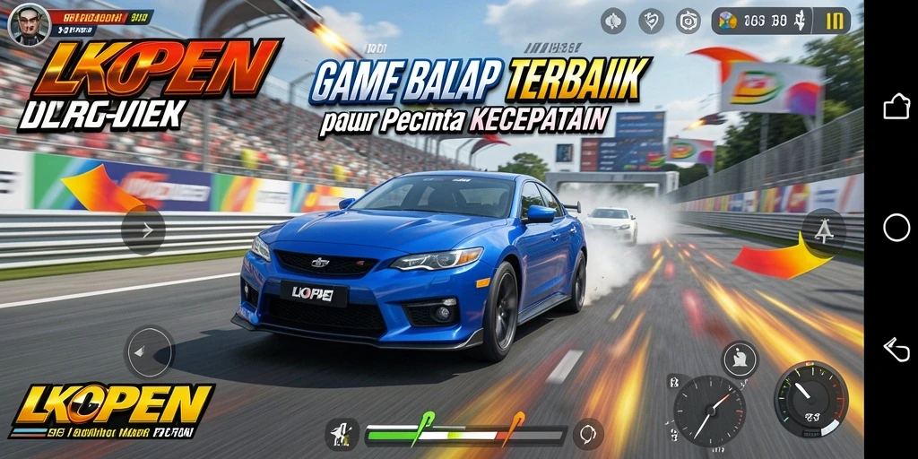 Screenshot gameplay LKOPEN menampilkan aksi balap yang mendebarkan.