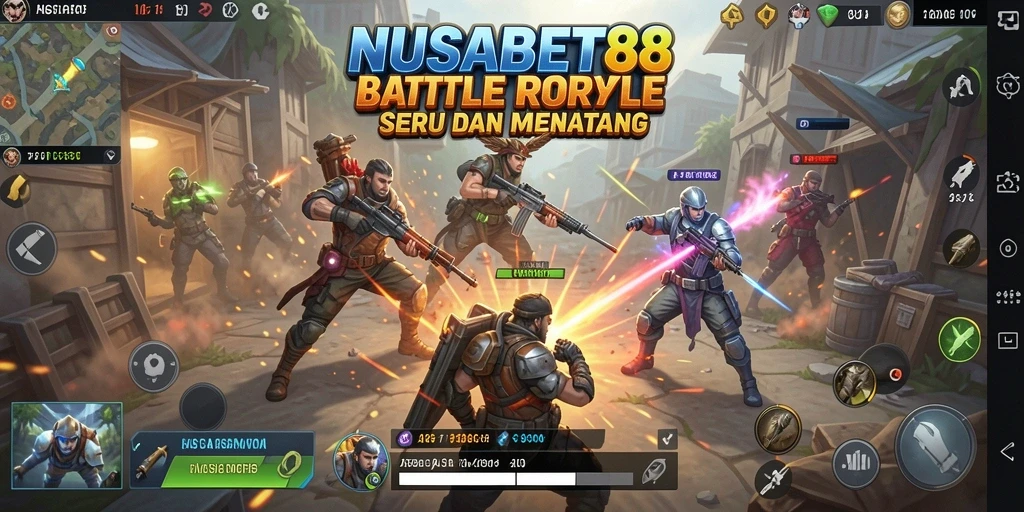 Menampilkan aksi seru dari gameplay NUSABET88 Battle Royale.