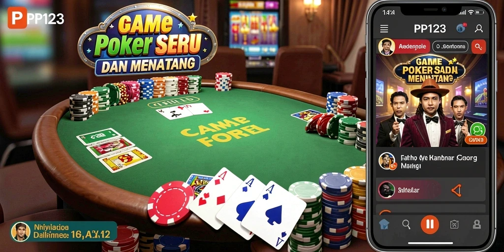 Screenshot gameplay PP123 menampilkan suasana meja poker yang seru dan interaktif.