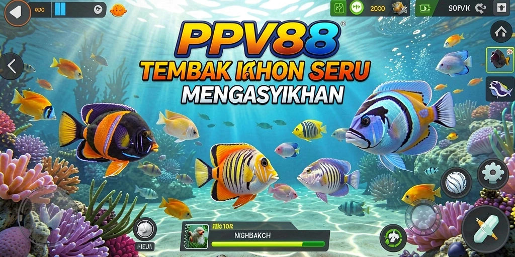 Screenshot gameplay PPV88 menampilkan aksi tembak ikan yang mendebarkan.