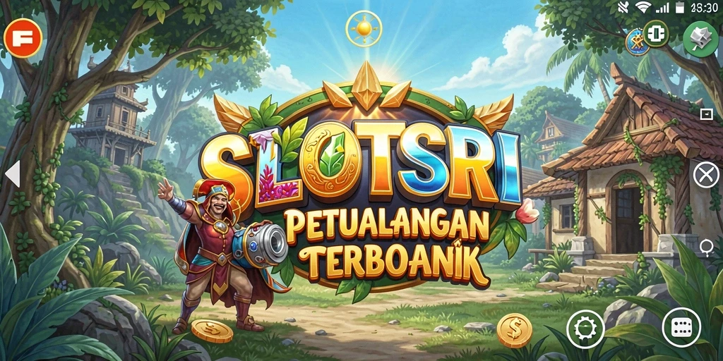 Screenshot gameplay SLOTSRI menunjukkan eksplorasi dunia terbuka yang luas.