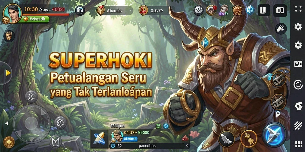 Tampilan gameplay SUPERHOKI yang menakjubkan dalam petualangan seru.