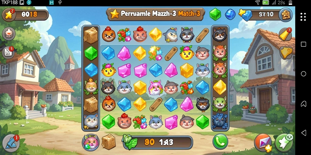 Screenshot gameplay TKP188 yang menunjukkan aksi match-3 yang seru.