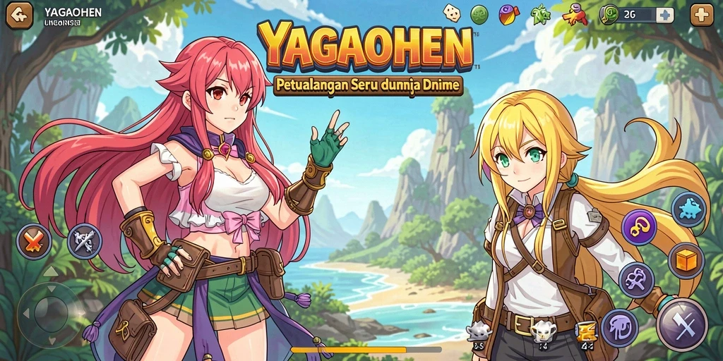 Tangkapan layar dari gameplay YAGAOHEN yang menampilkan aksi seru karakter Anime.